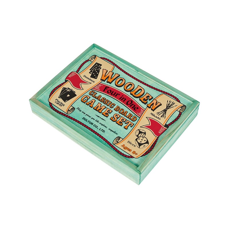 DULTON Wooden 4in1 classic board game set/Blue